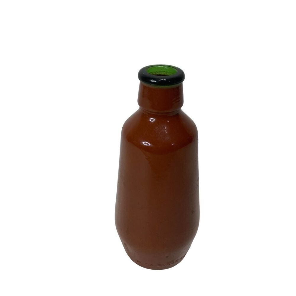 Vintage J.M. DA Fonseca Portugal Brown Painted 6" Glass Bottle empty